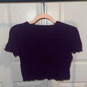 SHEIN Dark Purple Ribbed Crop Top